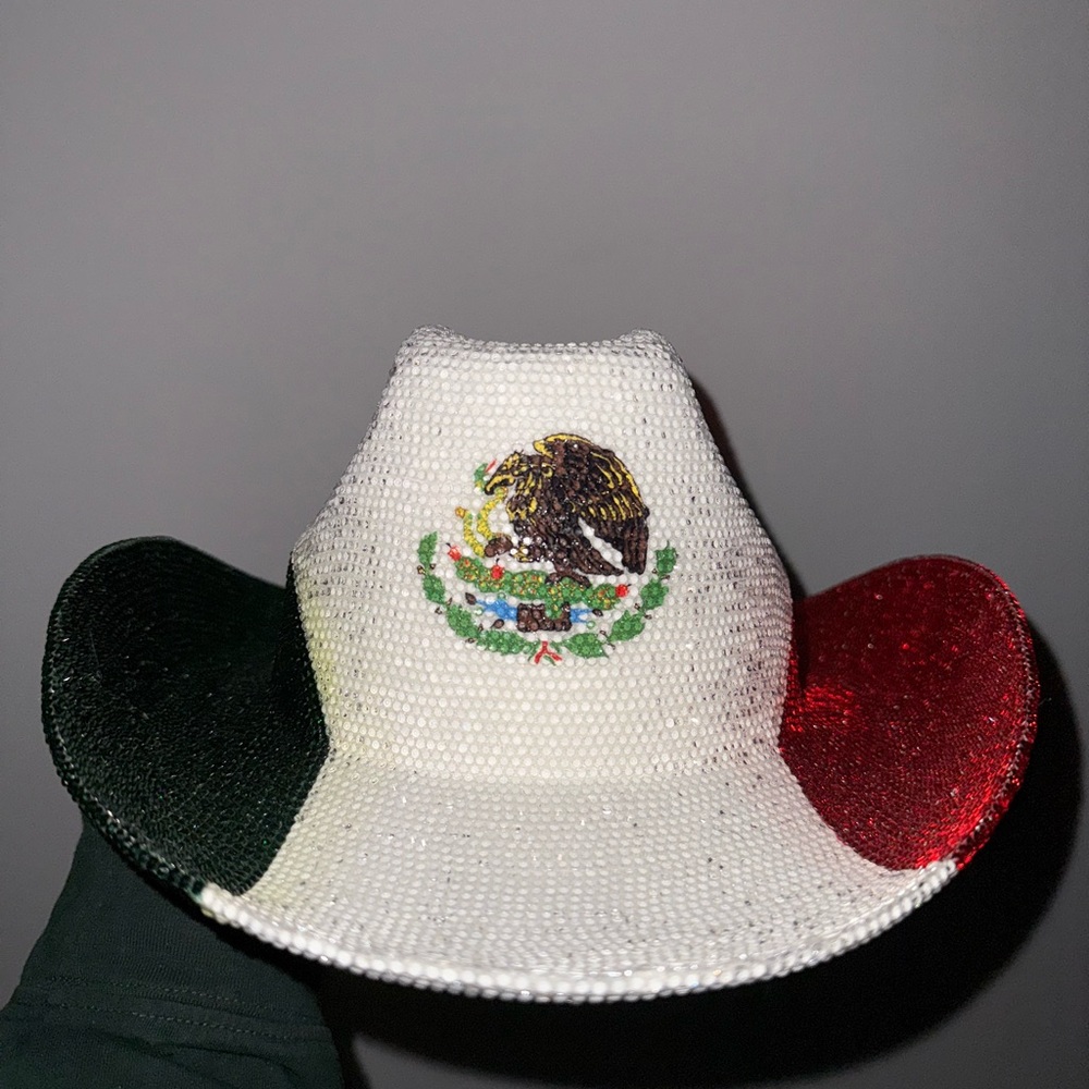 Mexican Flag Rhinestone Hat